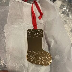 Things Remembered Christmas Stocking Metal Ornament gold-tone snowflake New